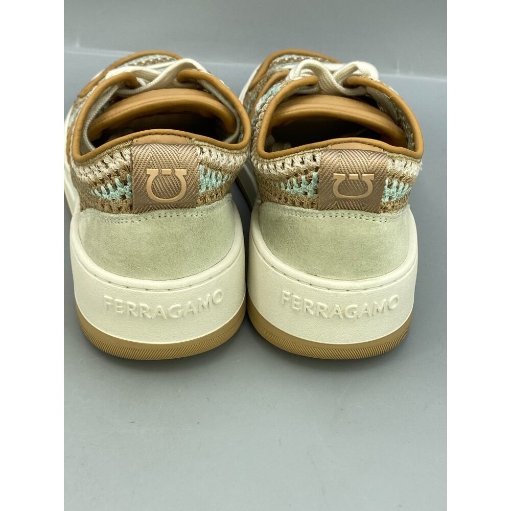 Ferragamo Macramé Women's Sneaker US 9.5 Camel Low Top Lace Up Athletic Shoes - Picture 4 of 11